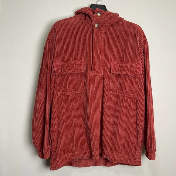 Zara Other - Zara Corduroy half zip long sleeve 4 pocket hoodie red mens S
